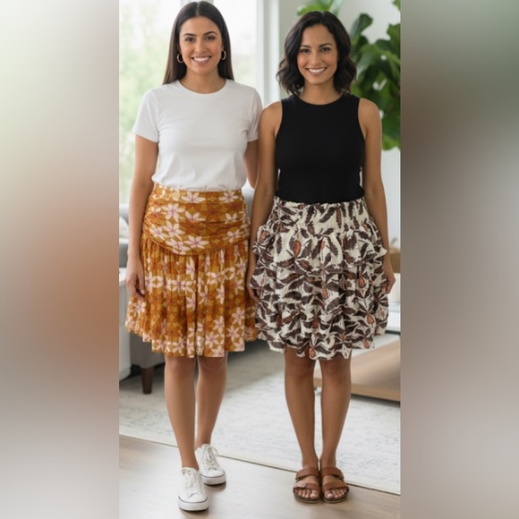 Anthropologie Dresses & Skirts - Lot Of 2 Anthropologie LET ME BE & GUAPA Boho Short Tiered Skirts Medium NWT